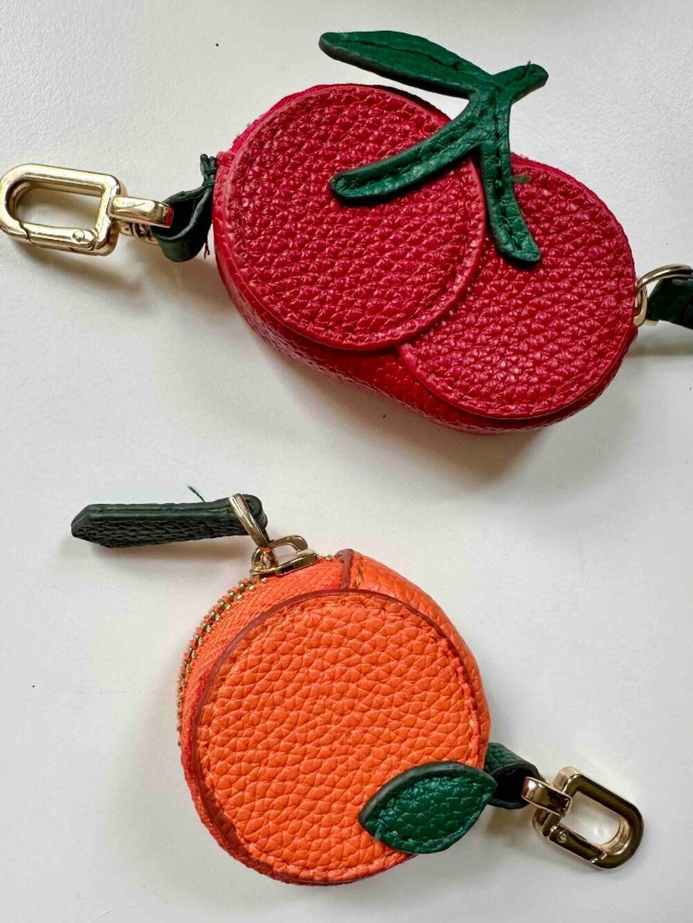 2pcs Adorable Fruit Bag charms Cherries Orange Changepurses Earbud / Coin cases